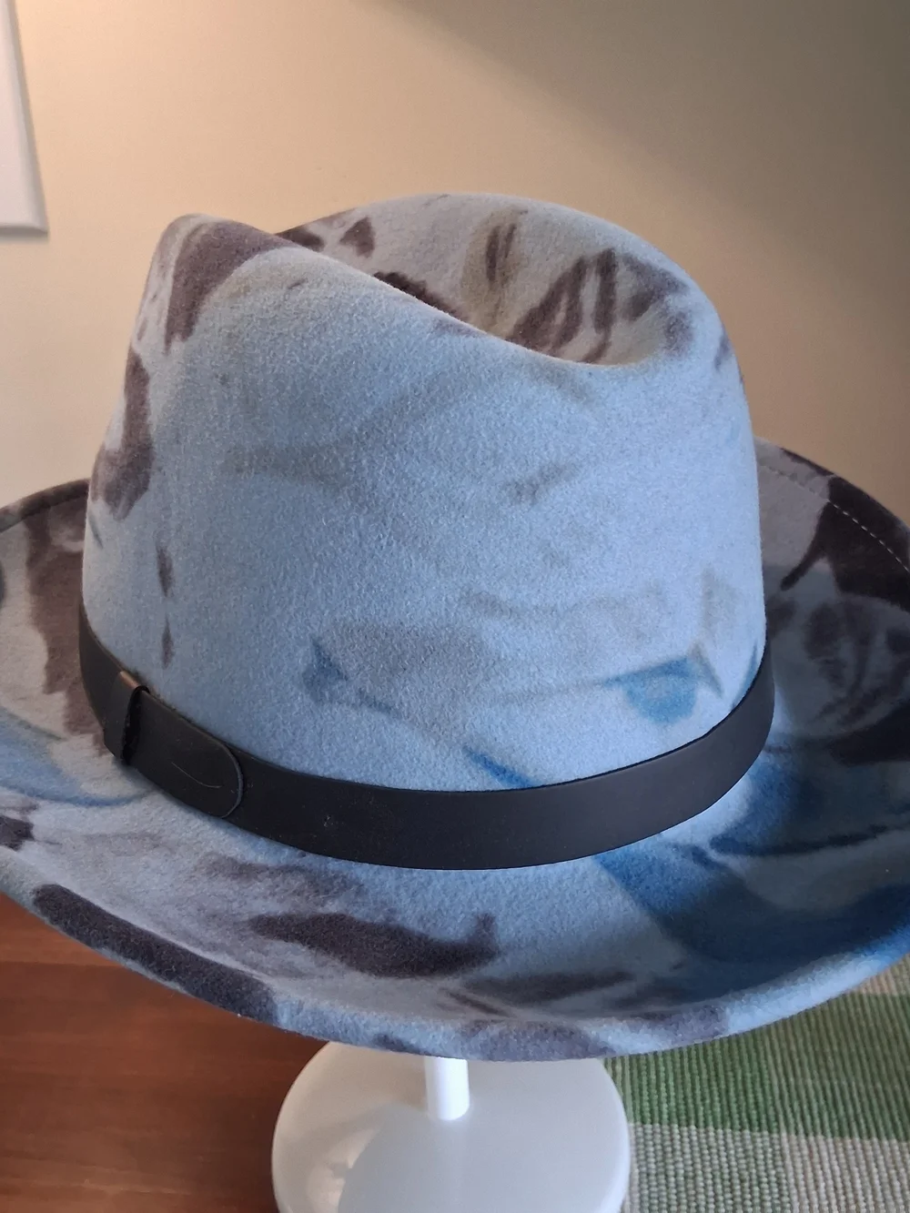 Goorin Bros Wool Felt Fedora Blue Camo Black Band Large